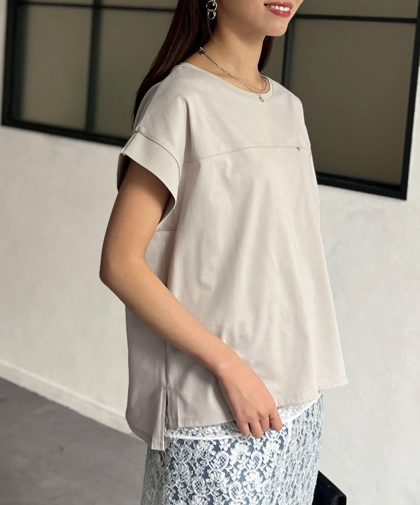 功能素材袖口織帶法式T-shirt