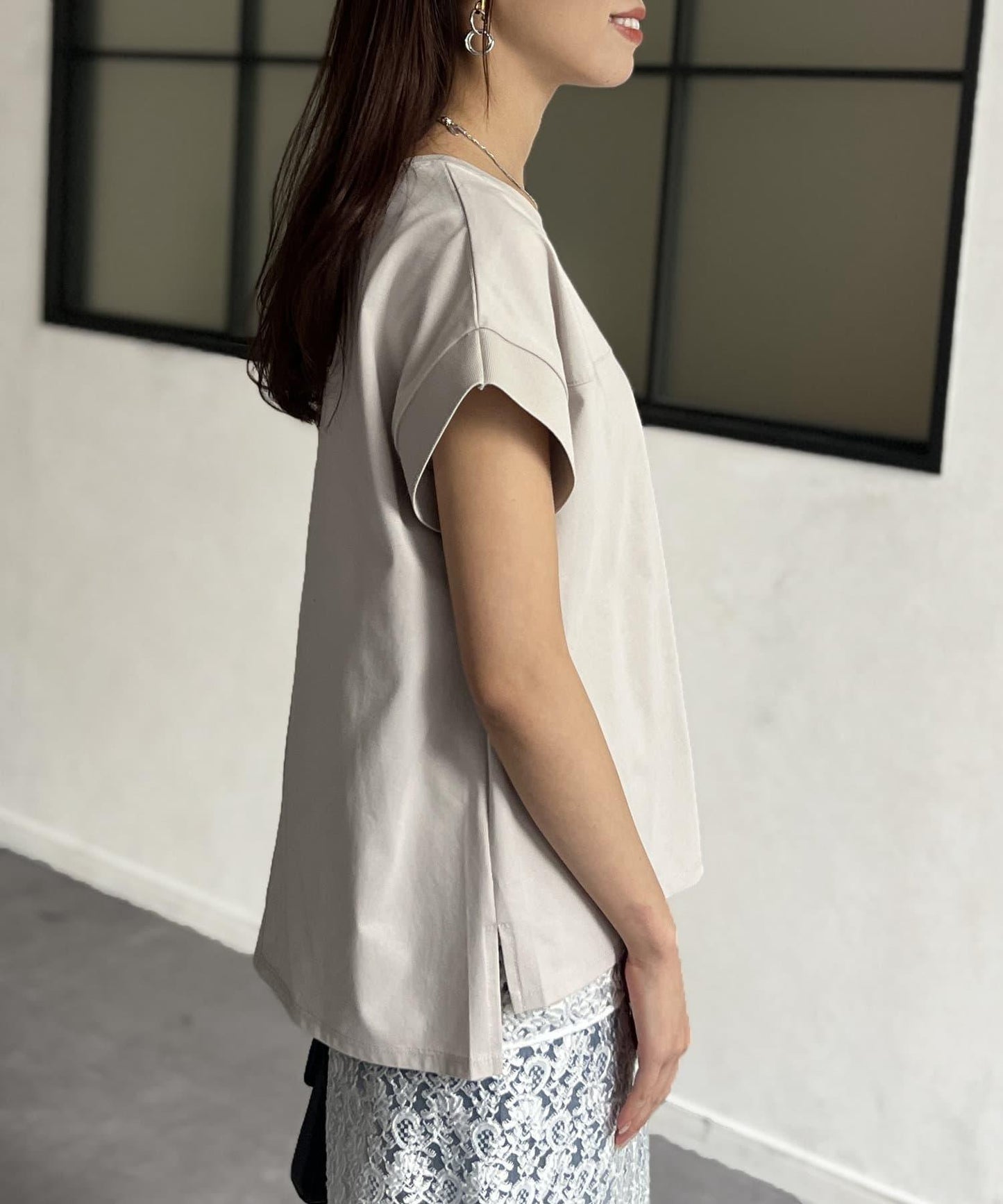 功能素材袖口織帶法式T-shirt