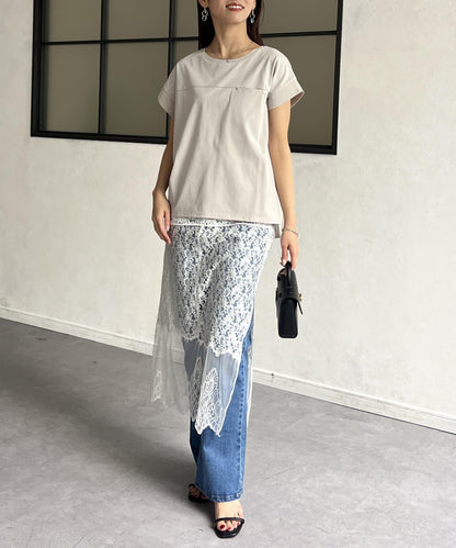 功能素材袖口織帶法式T-shirt