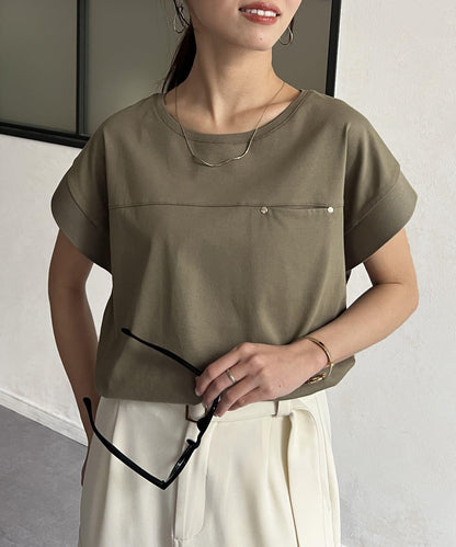 功能素材袖口織帶法式T-shirt