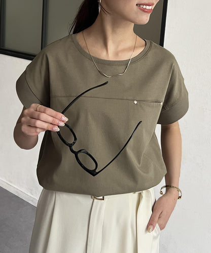 功能素材袖口織帶法式T-shirt