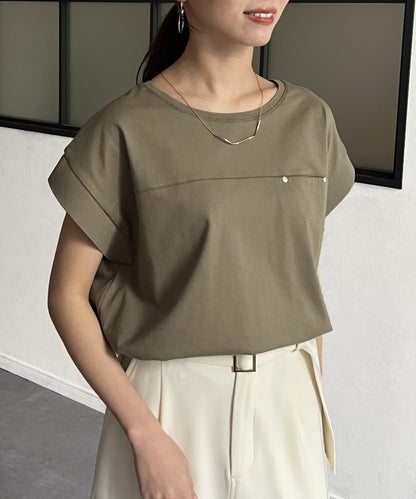 功能素材袖口織帶法式T-shirt