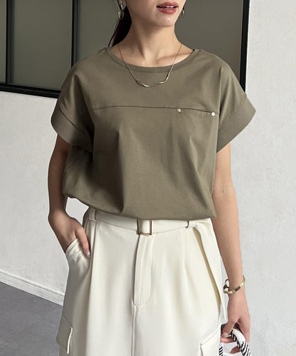 功能素材袖口織帶法式T-shirt