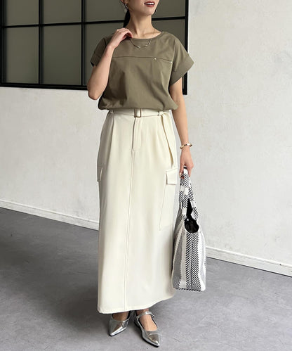 功能素材袖口織帶法式T-shirt