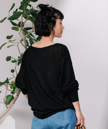 亞麻混紡針織套頭衫