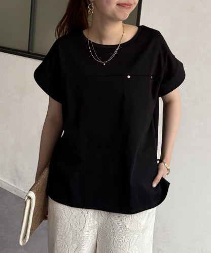 功能素材袖口織帶法式T-shirt