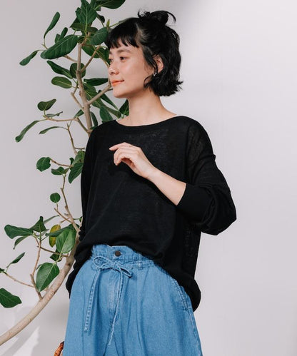 亞麻混紡針織套頭衫