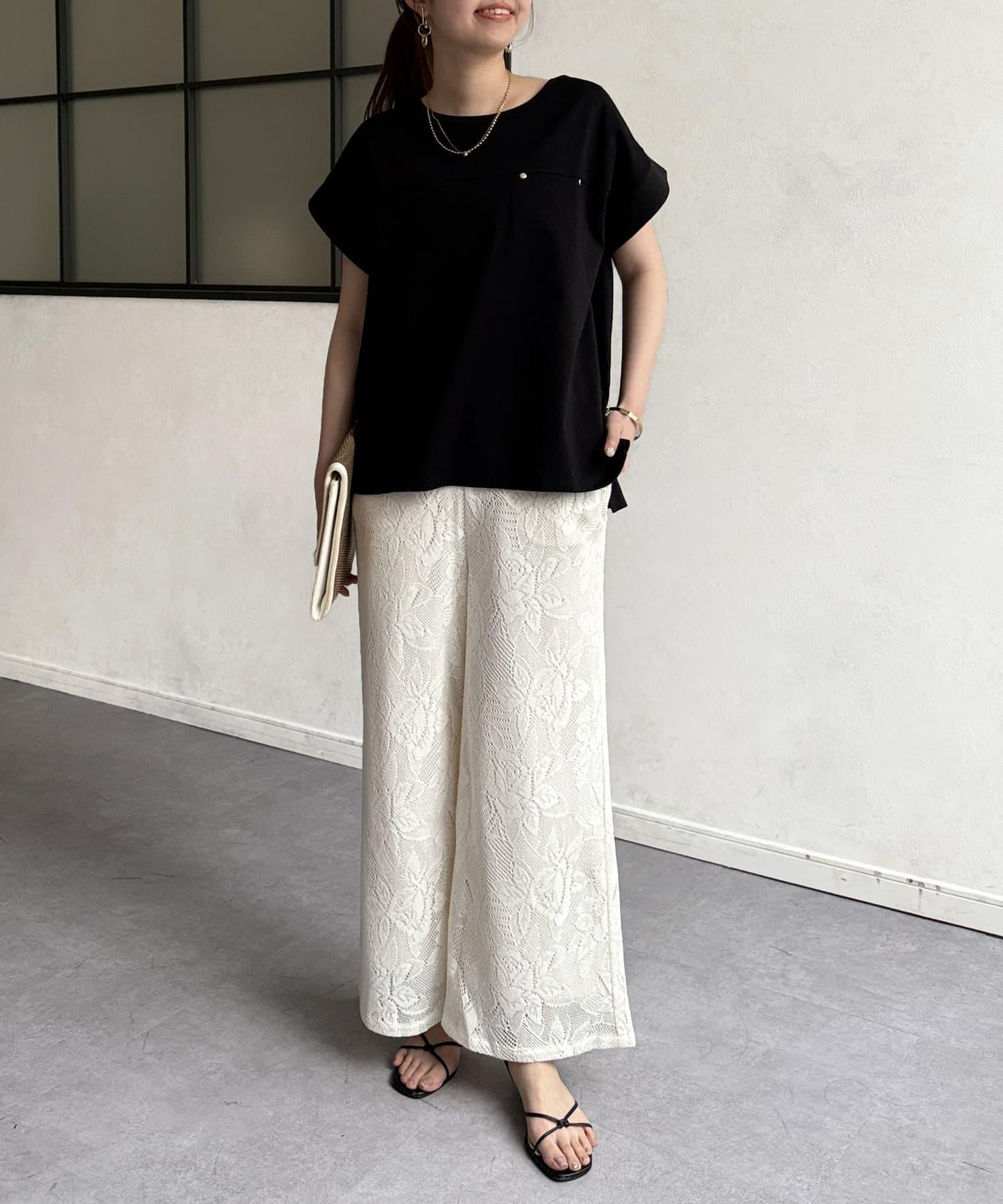 功能素材袖口織帶法式T-shirt