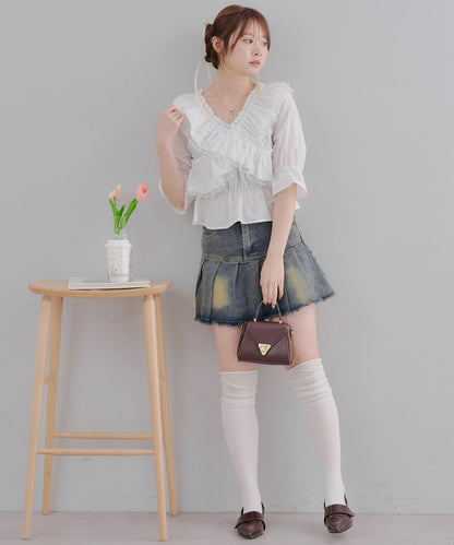 【優雅女士風】交叉領襯衫