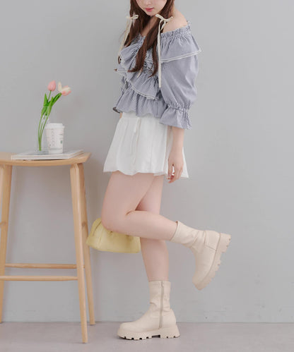 【優雅女士風】交叉領襯衫