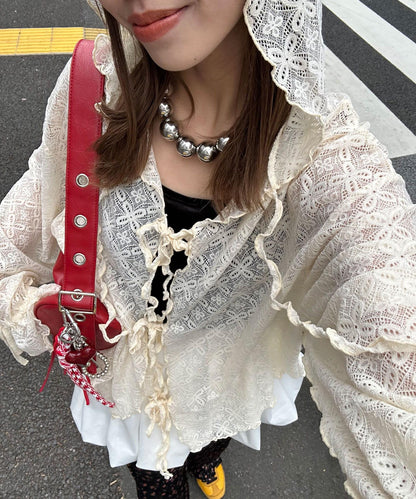 蕾絲連帽衛衣上衣