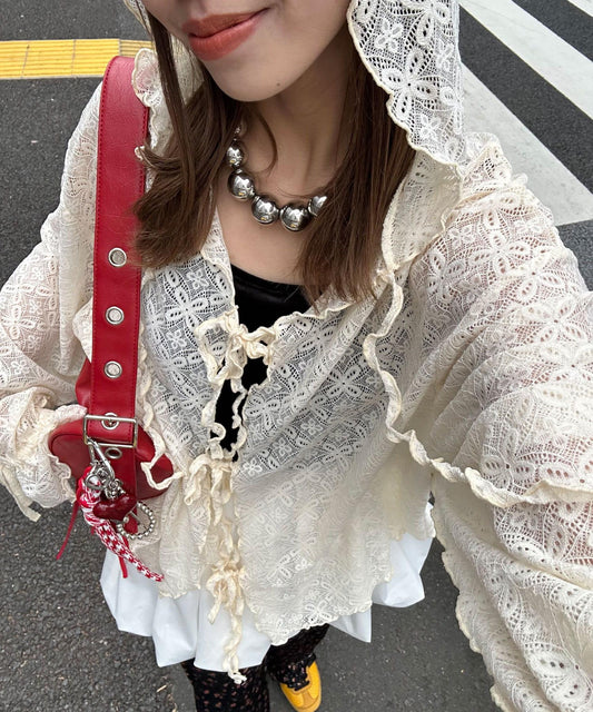 蕾絲連帽衛衣上衣