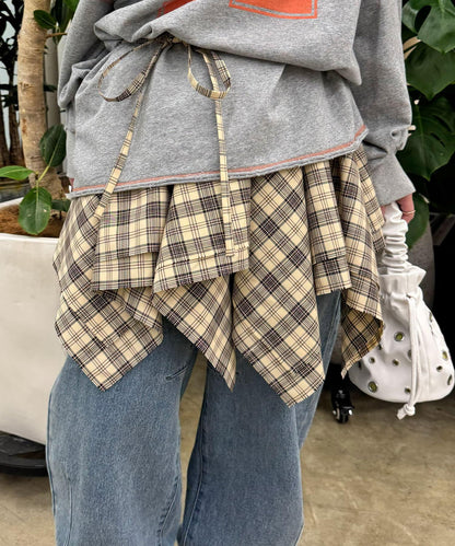 格紋高腰迷你裙