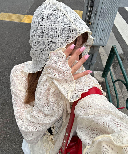 蕾絲連帽衛衣上衣