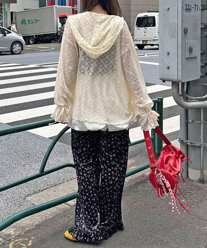 蕾絲連帽衛衣上衣