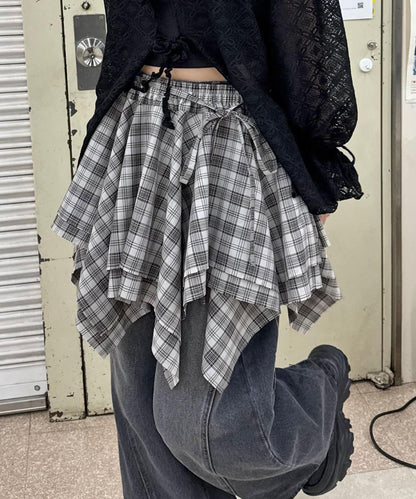 格紋高腰迷你裙