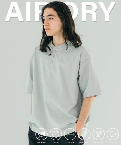 《AIR》DRY 高功能材料 7.7盎司 大尺寸 立領T恤/吸溼快乾/遮熱/防紫外線