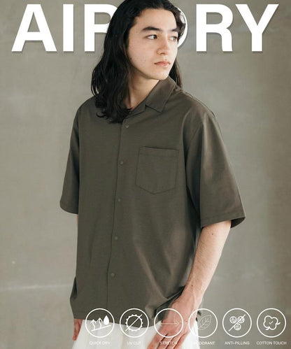 《AIR》DRY 高功能材料 大尺寸 鈕釦開領 短袖襯衫/吸溼快乾/遮熱/防紫外線