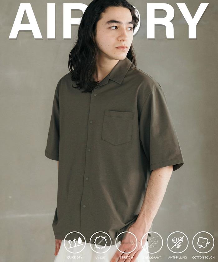 《AIR》DRY 高功能材料 大尺寸 鈕釦開領 短袖襯衫/吸溼快乾/遮熱/防紫外線