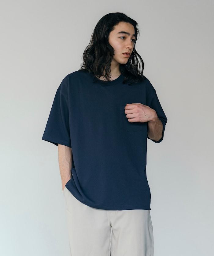 《AIR》DRY 高功能材料 棉紋織 圓領 帶口袋 T恤/吸溼快乾/遮熱/防紫外線