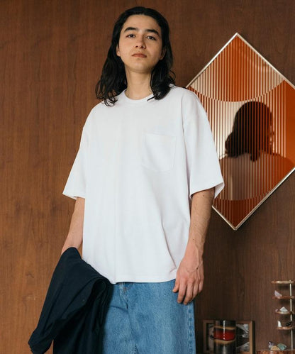 《AIR》DRY 高功能材料 棉紋織 圓領 帶口袋 T恤/吸溼快乾/遮熱/防紫外線