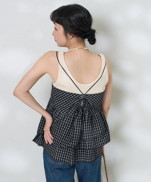 格紋背心吊帶<套裝搭配款>