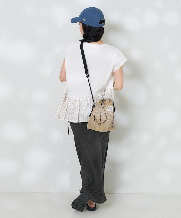 下襬荷葉邊條紋T恤