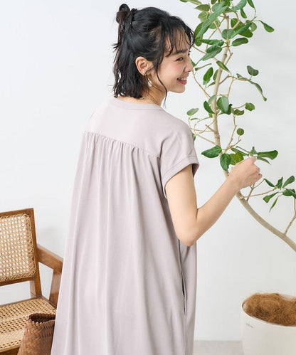 <接觸冷感/UV> 《AIR》DRY HIGHCOOL 亨利領連衣裙