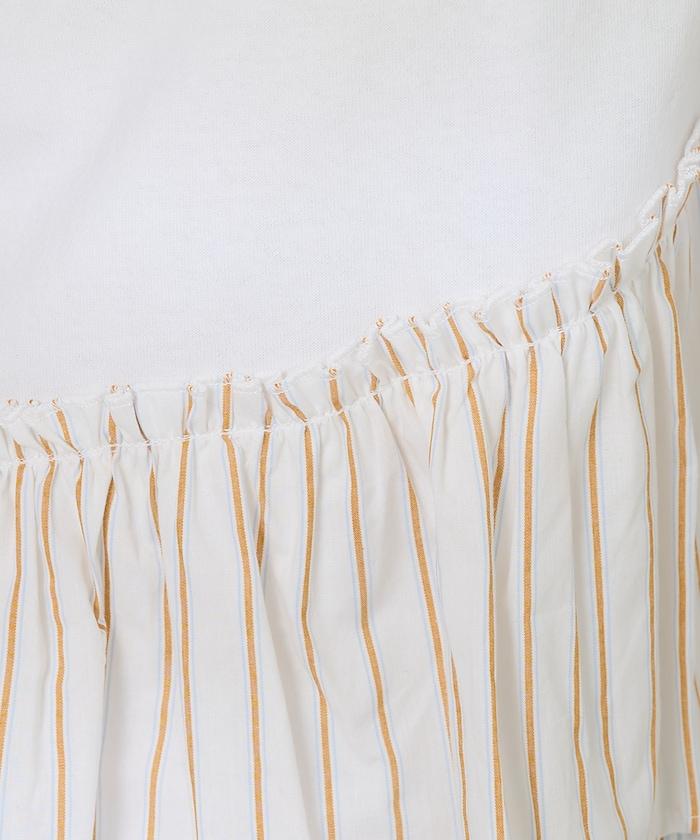 下襬荷葉邊條紋T恤