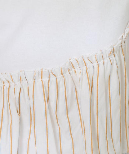 下襬荷葉邊條紋T恤