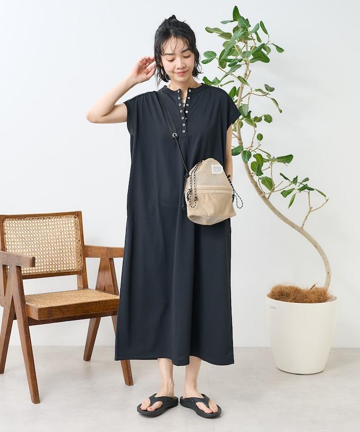 <接觸冷感/UV> 《AIR》DRY HIGHCOOL 亨利領連衣裙