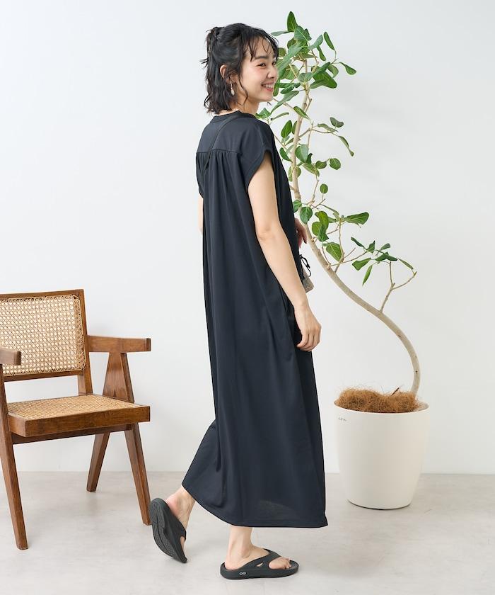 <接觸冷感/UV> 《AIR》DRY HIGHCOOL 亨利領連衣裙