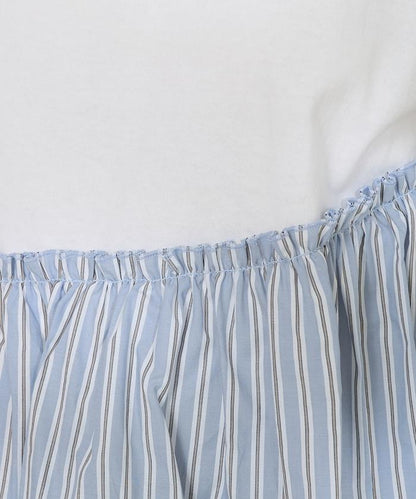 下襬荷葉邊條紋T恤