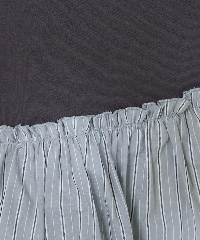 下襬荷葉邊條紋T恤