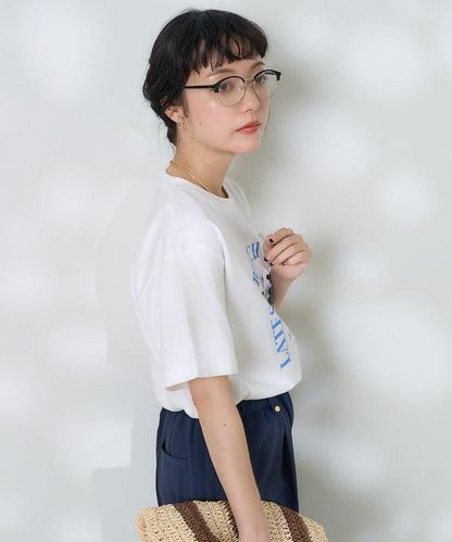 女孩子照片海灘拱形logo T恤