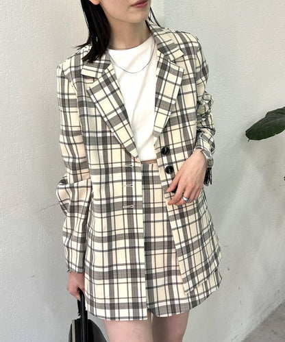 格紋修身夾克