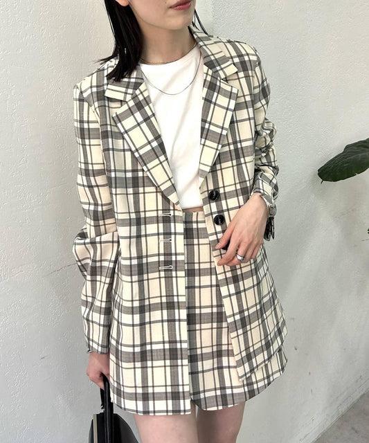 格紋修身夾克