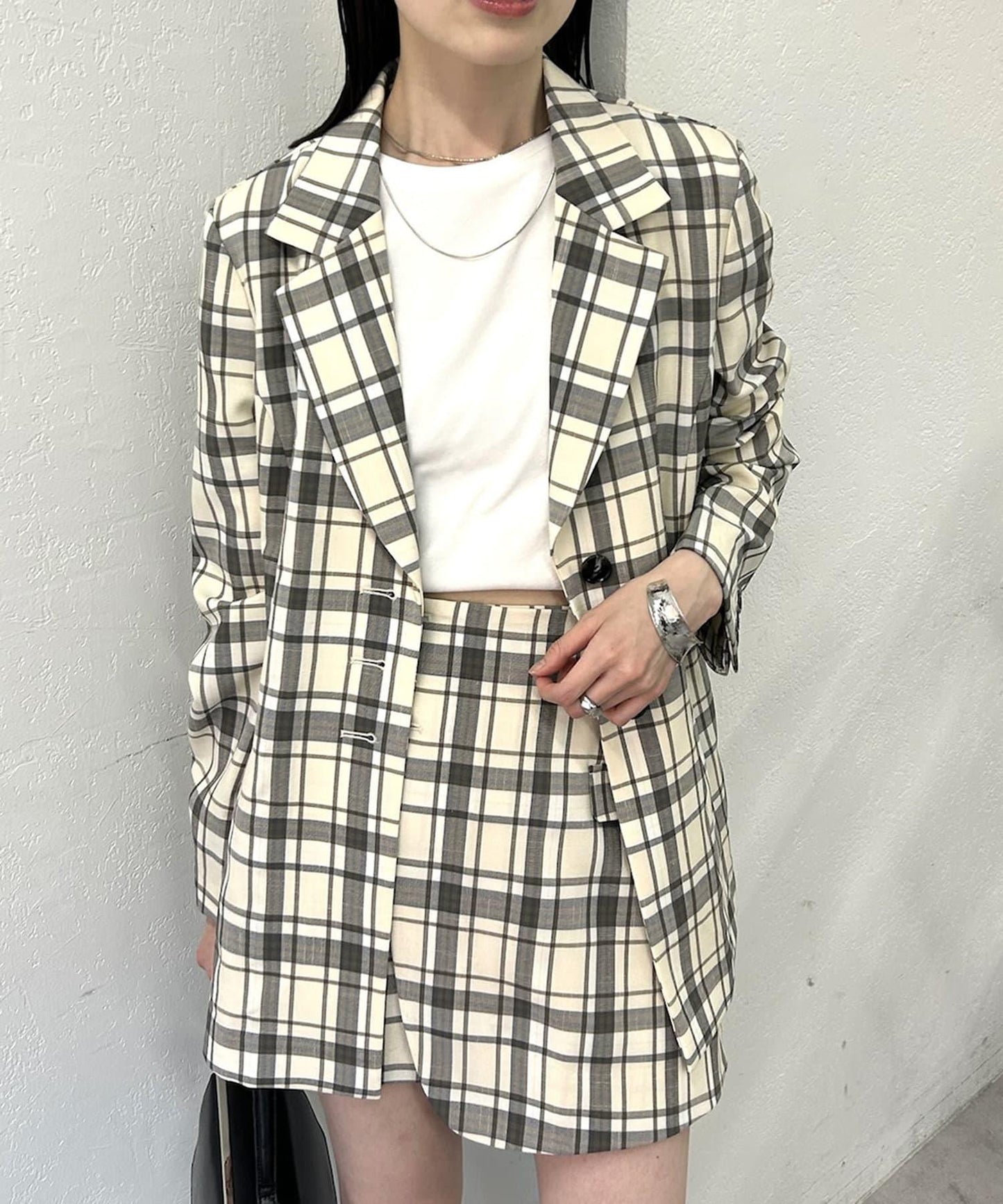 格紋修身夾克