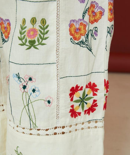 拼接花卉刺繡褲