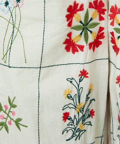 拼接花卉刺繡褲