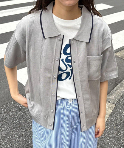 【男女通用】條紋夏季針織開衫