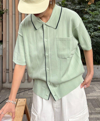 【男女通用】條紋夏季針織開衫