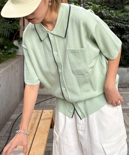 【男女通用】條紋夏季針織開衫