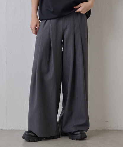 隨機斜紋2褶寬鬆褲