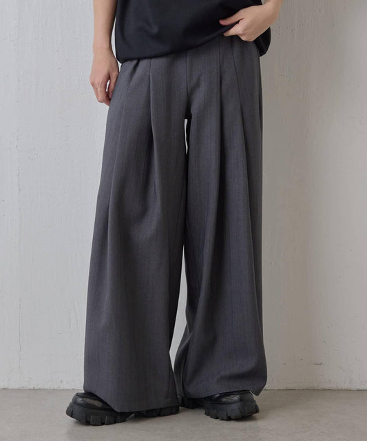 隨機斜紋2褶寬鬆褲