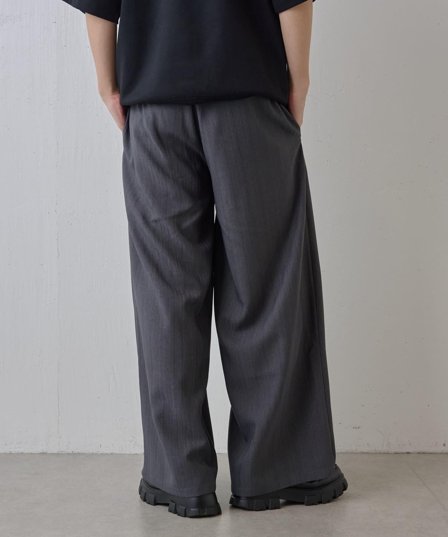 隨機斜紋2褶寬鬆褲