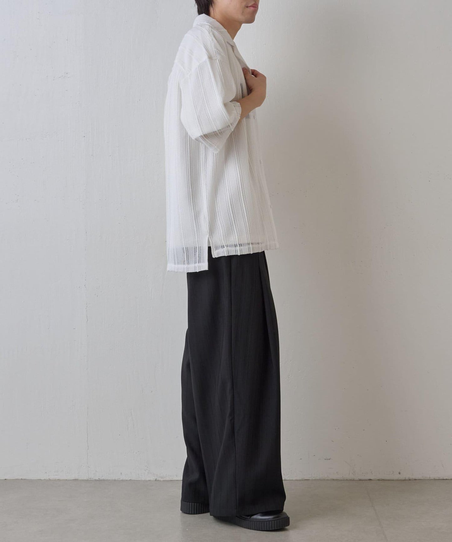 隨機斜紋2褶寬鬆褲