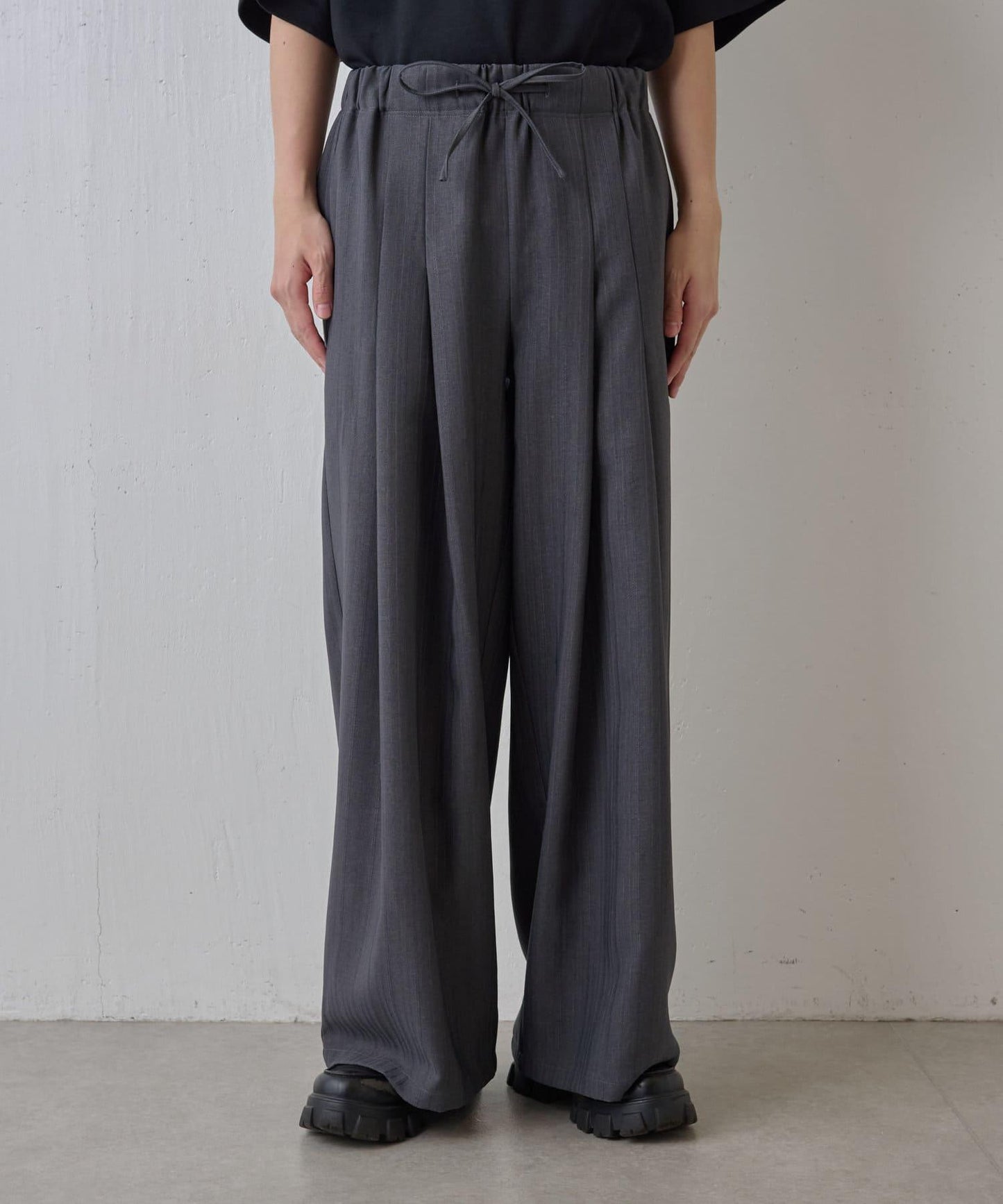 隨機斜紋2褶寬鬆褲