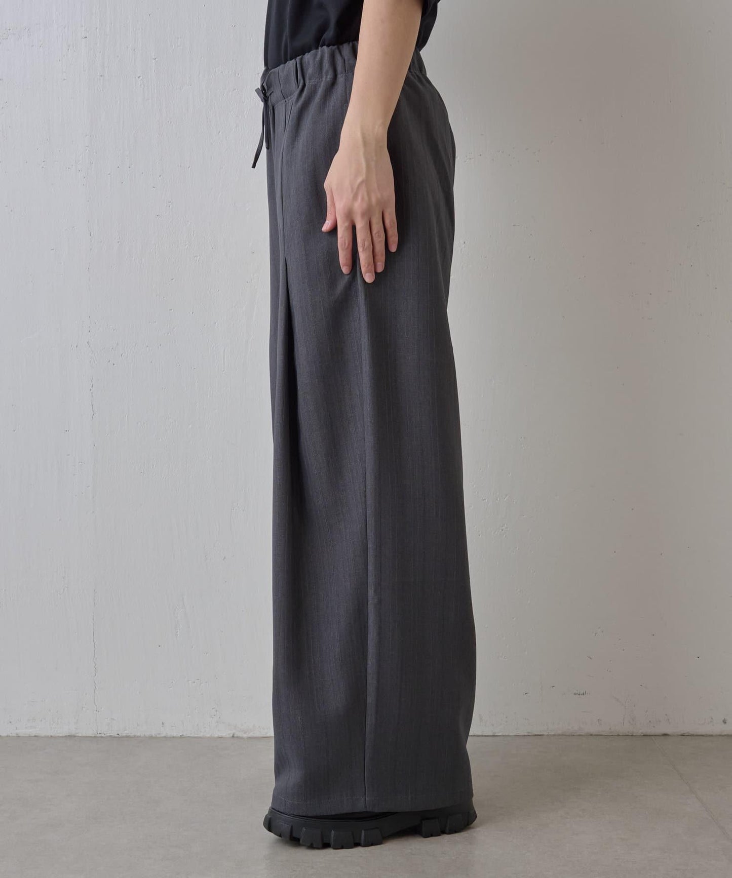 隨機斜紋2褶寬鬆褲