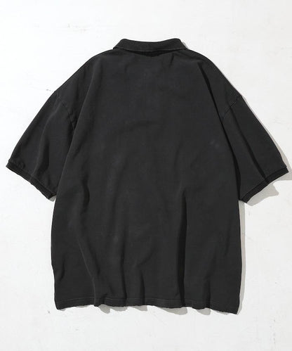 復古加工 超大尺碼Polo衫 / 獨特刺繡